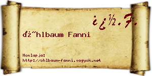 Öhlbaum Fanni névjegykártya